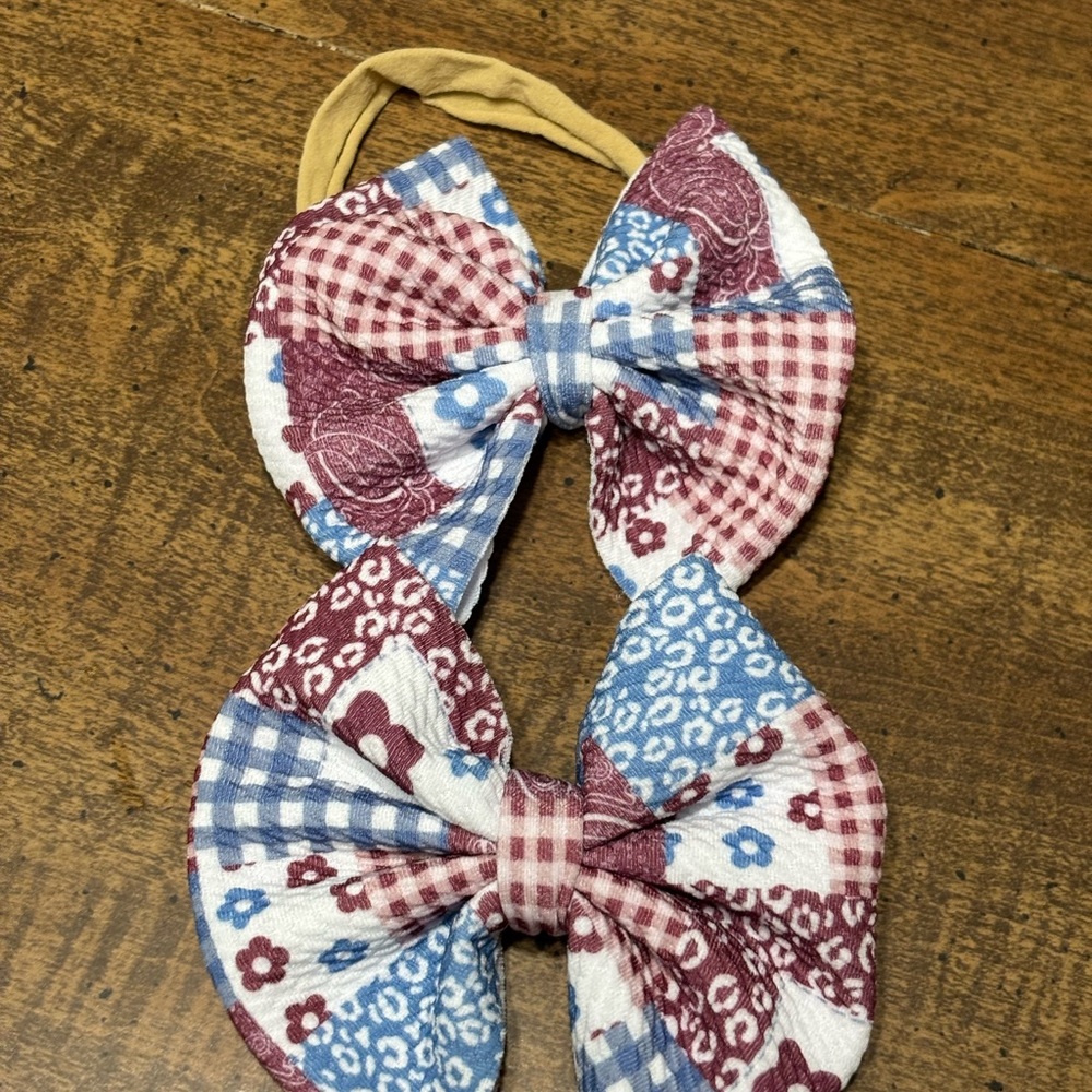 Set of 2 Patterned Bow Headband for Kids